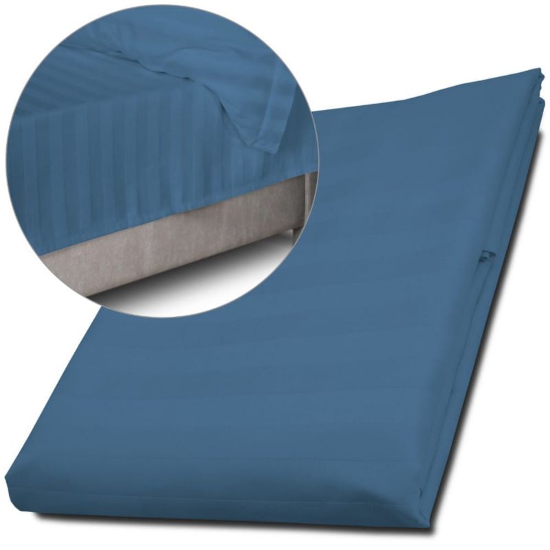 Prześcieradło bambusowe Darymex satyna bawełniana 220x260 Bamboo paski, chabrowe 1 szt.