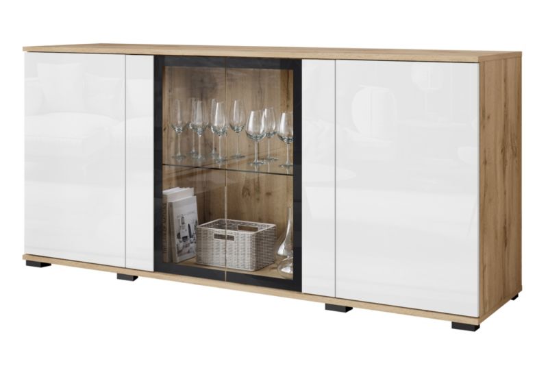 Komoda MINIO go for it FARO S 154 dąb wotan/biały połysk z oświetleniem LED,1 szt.