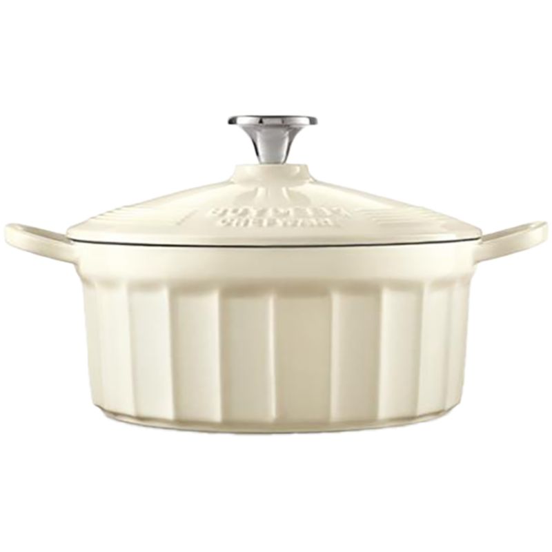 Naczynie żeliwne emaliowane BUYDEEM CP521 2,9 l retro z pokrywą do gotowania i pieczenia pastelowe kremowe 1 szt.