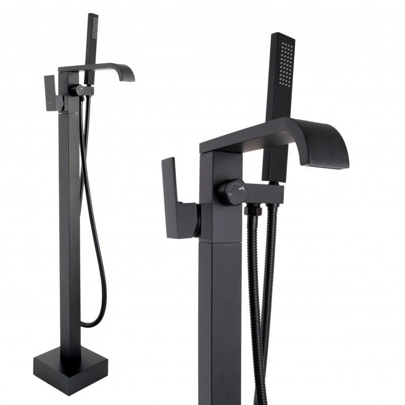 Bateria wannowo-prysznicowa wolnostojąca czarna Yoka Home matowe wykończenie, mosiężna konstrukcja, 100 cm 1 szt.