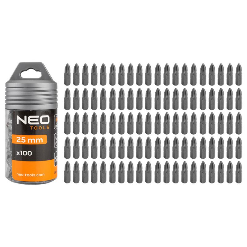 Końcówki wkrętakowe NEO TOOLS PH2 x 25 mm, 100 szt. 1 kpl