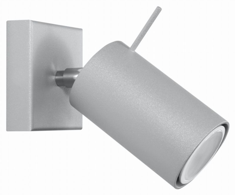 Kinkiet ścienny Sollux Lighting Ring szaro-srebrny 1 x GU10 x 40W IP20 wym: 8 x 15 x 15 cm - 1 szt.