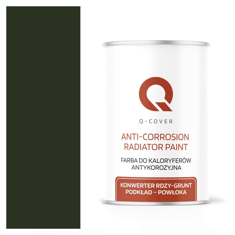 Farba do Kaloryferów Antykorozyjna Q-Cover Butelkowa zieleń RAL6007 Półmat 1L