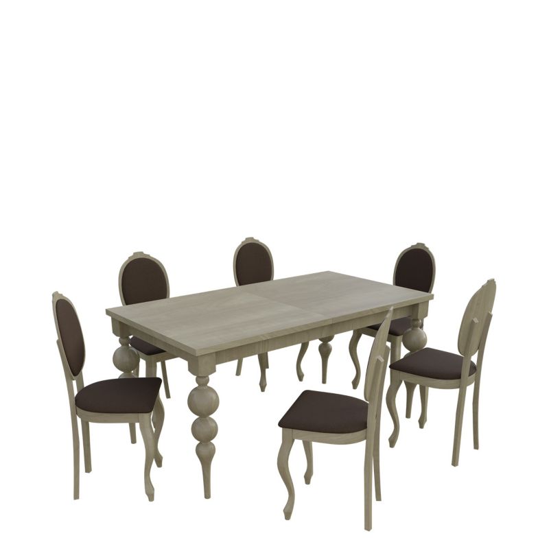 Zestaw RO40 MIRJAN 24 Stół rozkładany S38 90x160/215 + 6 krzeseł K76 dąb sonoma + gorzka czekolada 1 kpl.