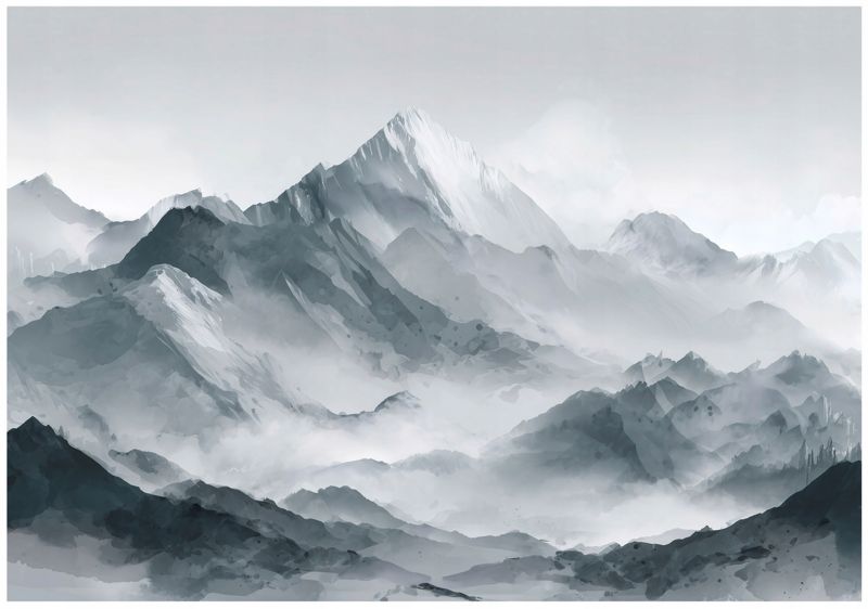 Fototapeta WALLARENA Do Sypialni Salonu Na Flizelinie Góry Natura Akwarela Szary 400x280 cm 16458VX8 1 szt.