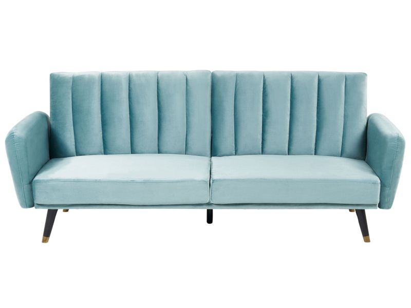 Sofa rozkładana Vimmerby Błękitny Welur 1 szt.