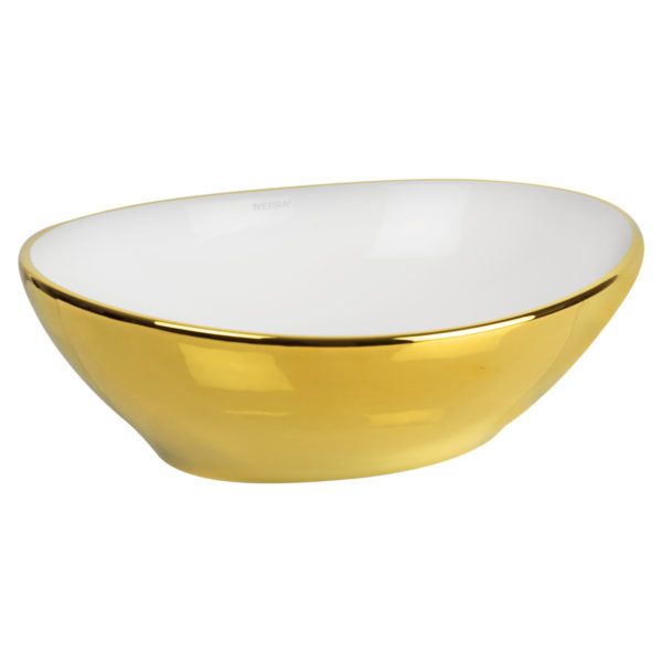 Umywalka nablatowa Kerra KR-707 WH/G biało złota 1 szt.