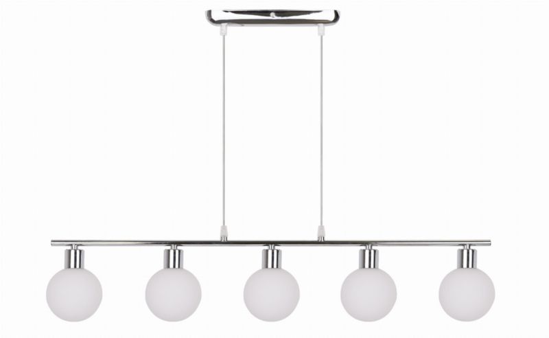 Lampa sufitowa wisząca Candellux Oden chromowana-biała wym: 80 x 82 x 10 cm 5xG9 x 40W 1 szt.