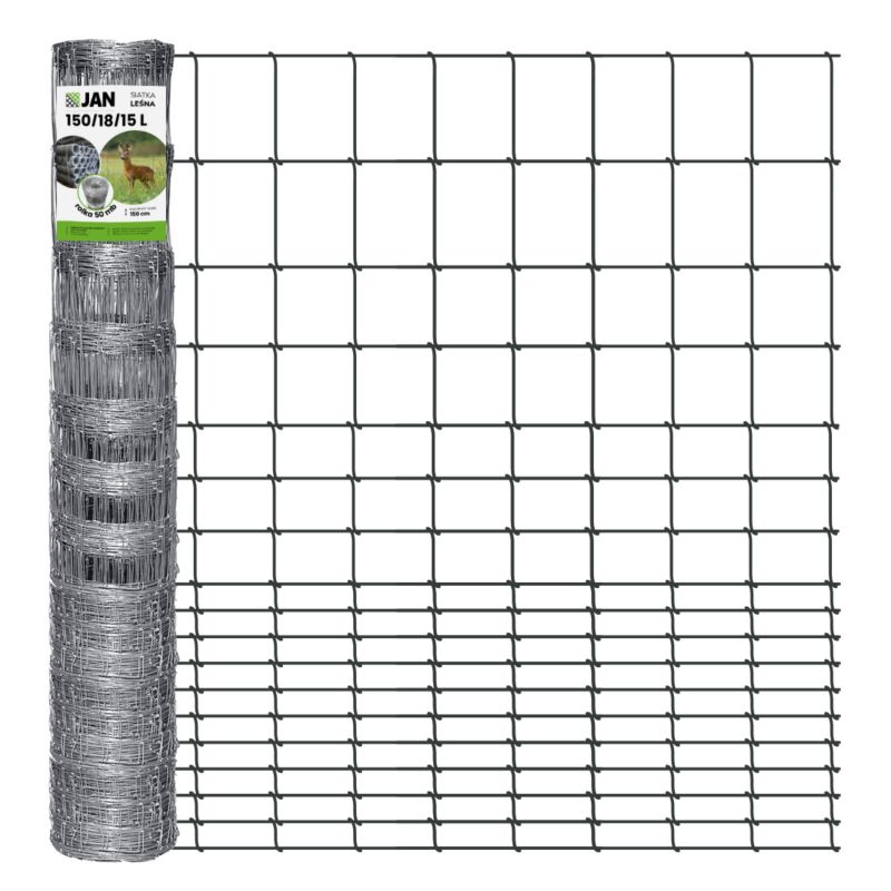 Siatka leśna ogrodzeniowa Z.P.H. JAN 150/18/15 l 50m gęsta na kury zająca gęsi 1 szt.