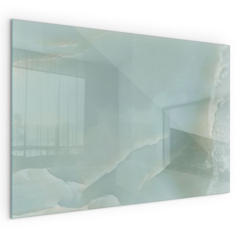 Szklana Podkładka Pod Kominek Prostokąt Wallfluent 120x80 cm Subtelny marmurowy motyw 1 szt.