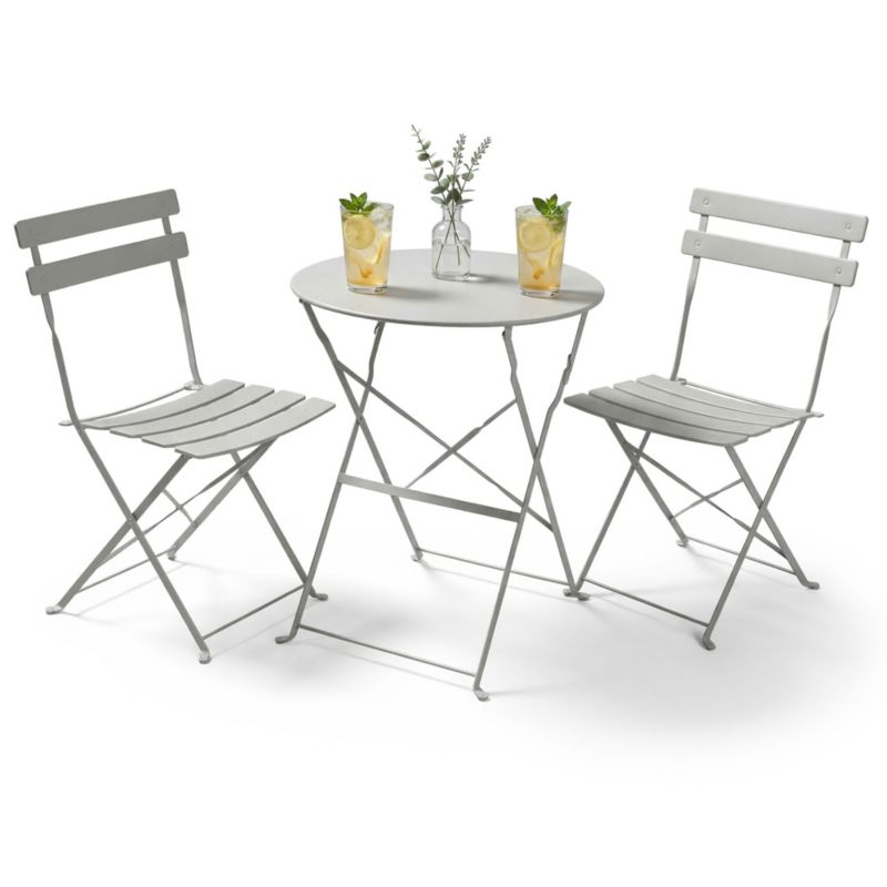 Zestaw mebli balkonowych Orion Okrągły stół i 2 krzesła w eleganckiej szarości 1 zestaw