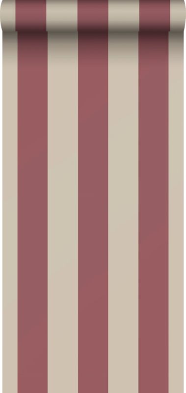 Tapeta Sanders & Sanders paski ciemnej czerwieniIbeżowym 53 cm x 10.05 m - 1 rol.