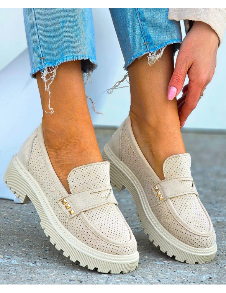 Beżowe Mokasyny Na Grubej Podeszwie Lara