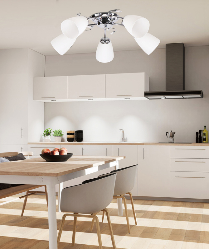 Srebrna lampa wisząca sufitowa 5xE14 do salonu URSELLA metal szkło