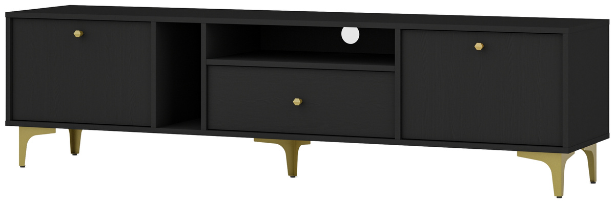 Czarna szafka RTV pod telewizor 180 cm do salonu TOKEN