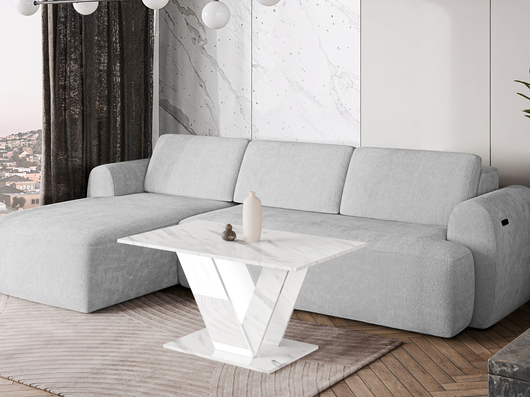 Nowoczesny stolik kawowy do salonu DONIR biały marmur