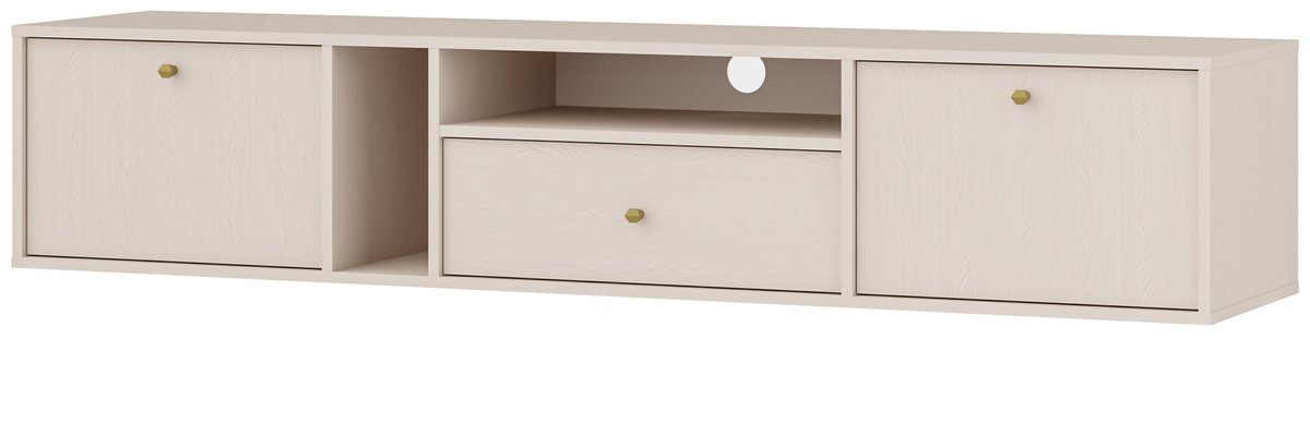 Wisząca beżowa szafka RTV z szufladą pod telewizor 180 cm TOKEN
