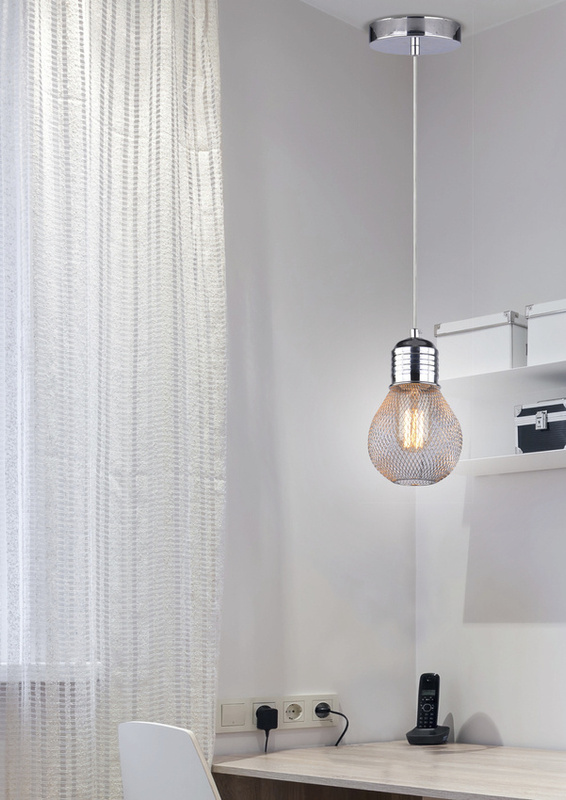 Srebrna lampa wisząca sufitowa z regulacją wysokości GLIVA metal