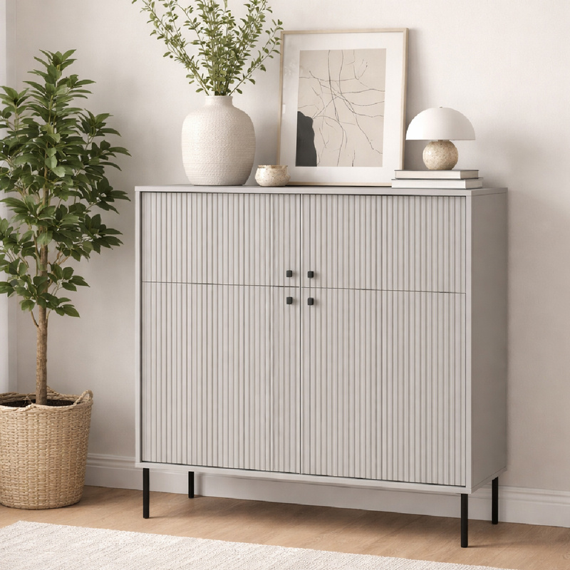 Kredens do salonu IRYS nowoczesny czterodrzwiowy szary