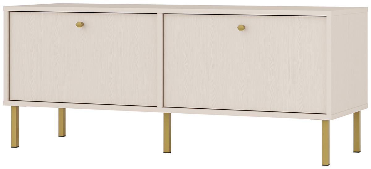 Beżowa dwudrzwiowa szafka RTV pod telewizor 120 cm TOKEN