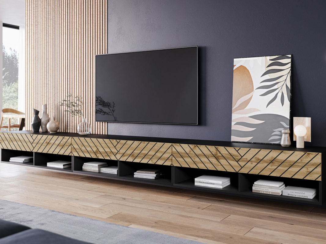 Duża szafka RTV pod telewizor AROMA czarny grafit
