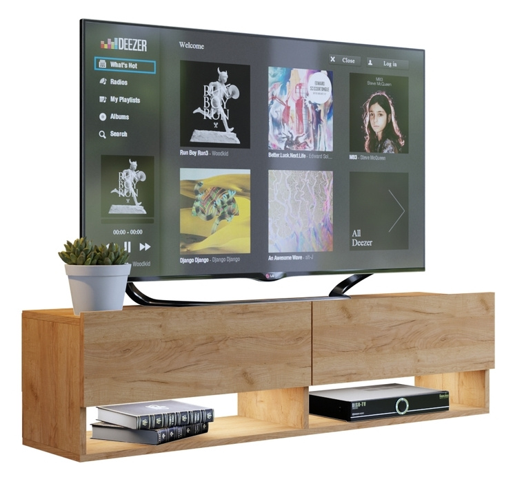 Szafka pod telewizor dąb złoty 140 cm QUAD