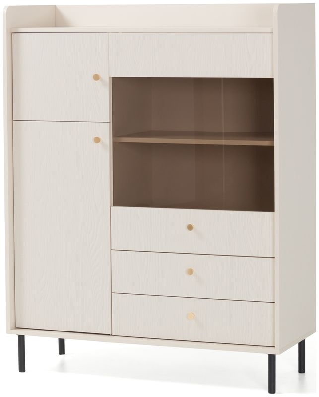Komoda 100 cm do salonu z witryną GAVIA beż piaskowy