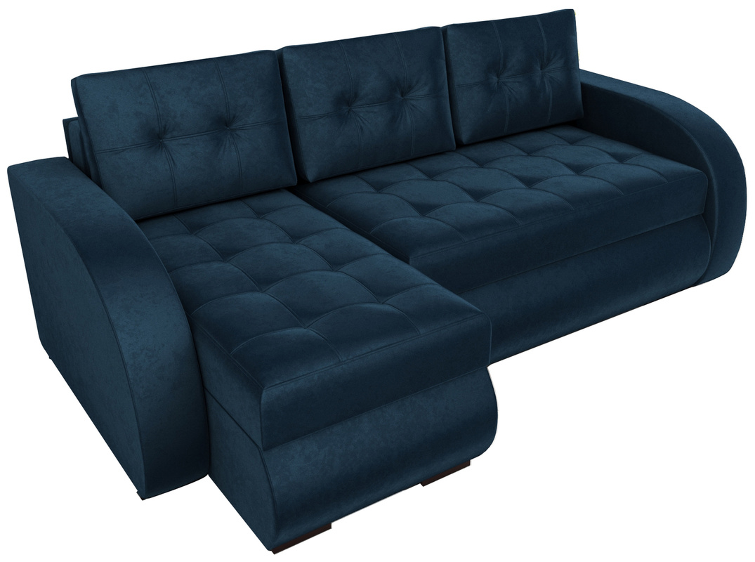 Granatowy nowoczesny narożnik do salonu z funkcją spania BERGEN