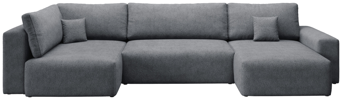 Szary narożnik w kształcie U do salonu z funkcją spania CAMILO MAXI