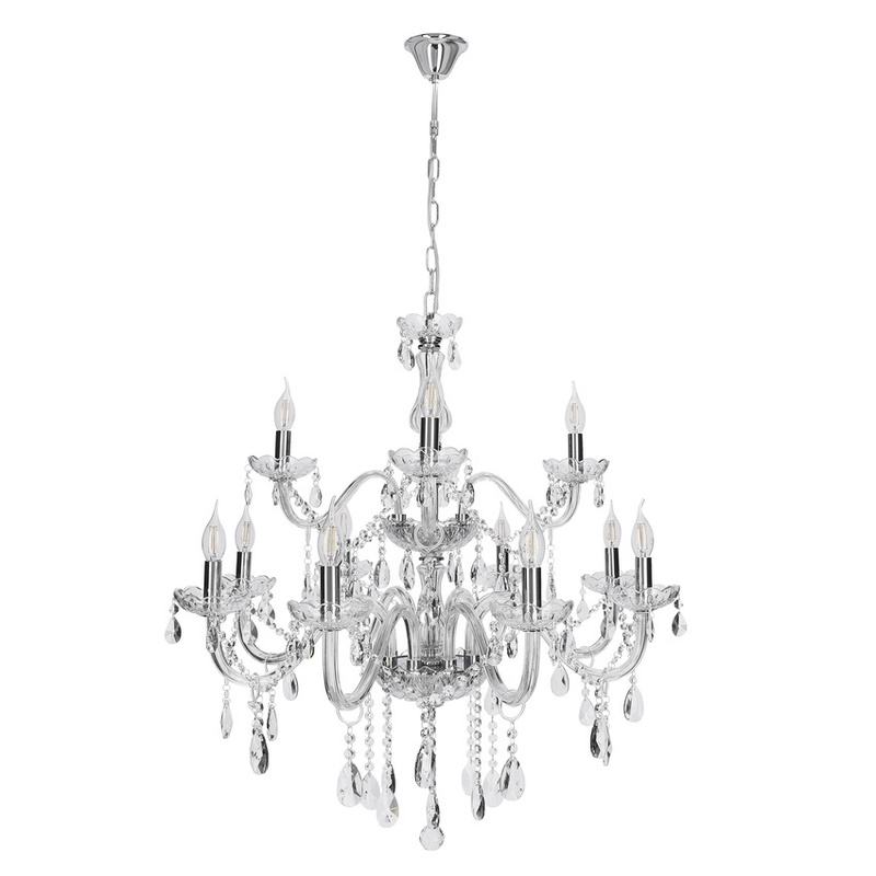 Przezroczysta lampa wisząca sufitowa 78 cm do salonu CRISTALLO chrom