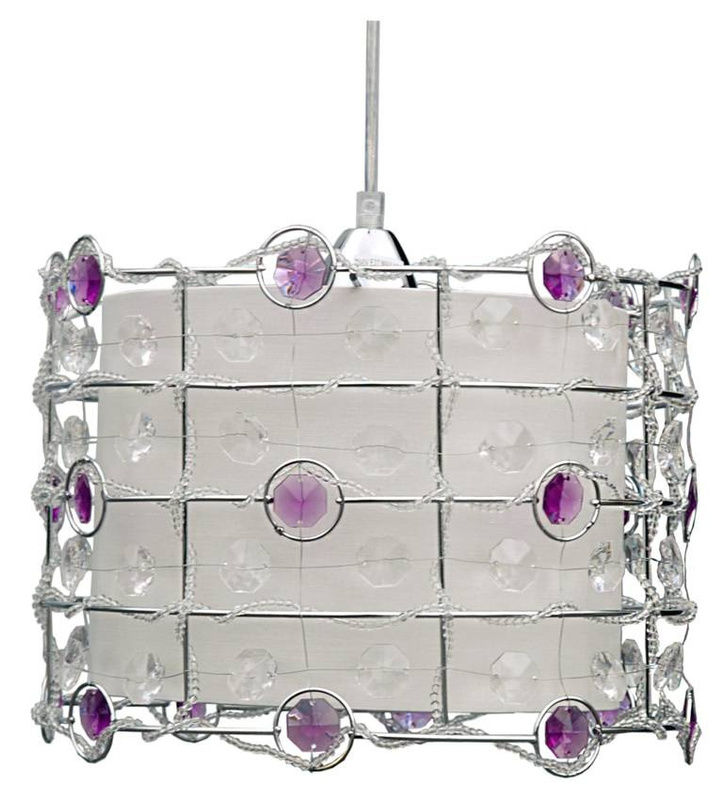 Fioletowa lampa wisząca sufitowa glamour do salonu SENECA metal 1xE27