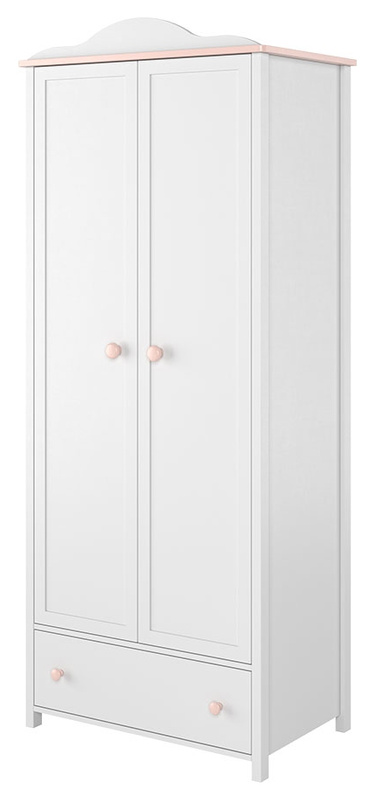 Biała szafa do pokoju dziecięcego szuflada drążek 85 cm LUNA