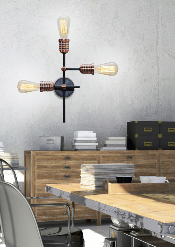 Czarna lampa wisząca sufitowa 3-punktowa do salonu KIRIMU metal