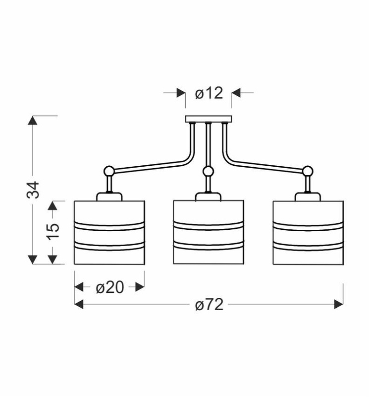 Czarna lampa wisząca sufitowa 3-płomienna do salonu ANDY metal