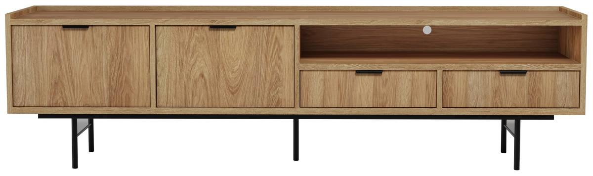 Duża szafka RTV pod telewizor 200 cm z szufladami ELVIO hikora naturalna