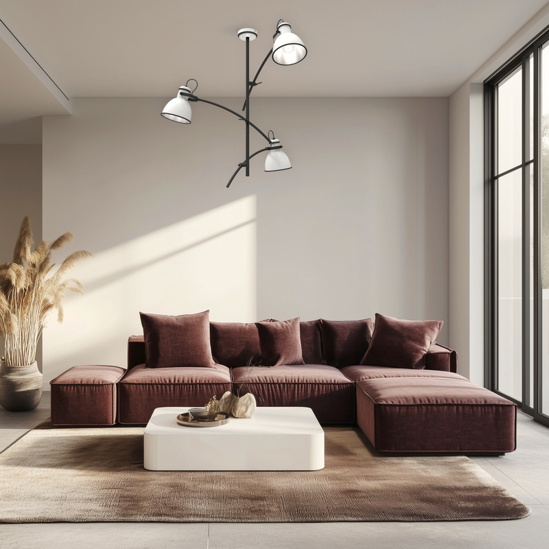 Czarno-biała lampa wisząca sufitowa regulowana 3-płomienna ZUMBA metal