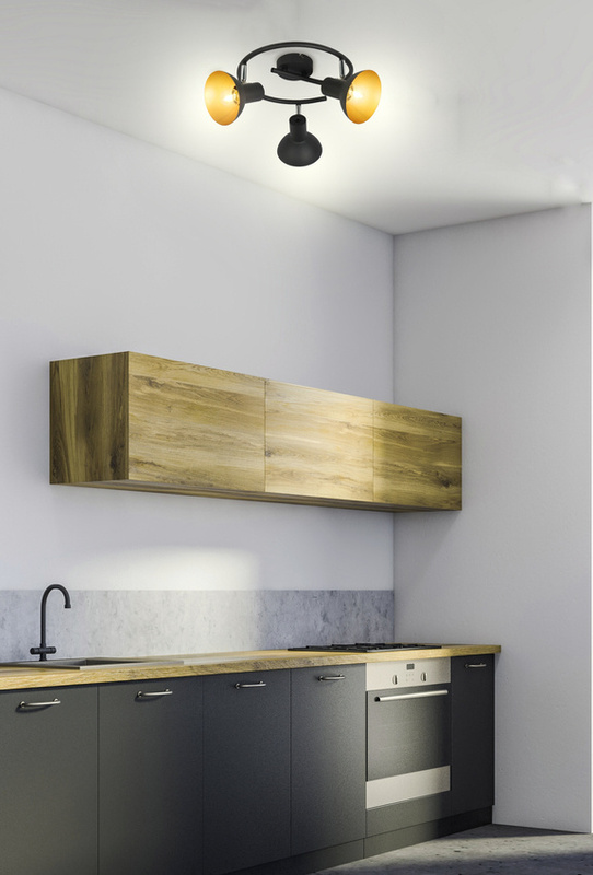 Czarna lampa wisząca spiralna sufitowa 3-punktowa DISO metal