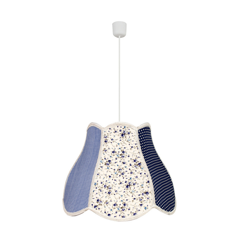 Niebiesko-biała lampa wisząca sufitowa do salonu ZUZA regulowana wysokość