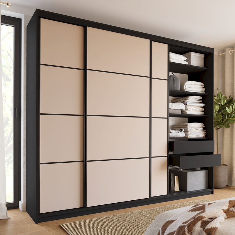 Szafa przesuwna 280 cm do sypialni LOFT MAX beżowa