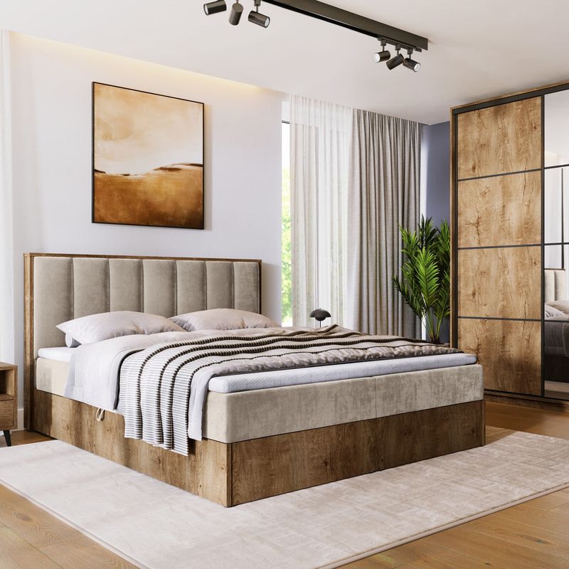 Łóżko kontynentalne 160x200 do sypialni LOFT II z pojemnikiem