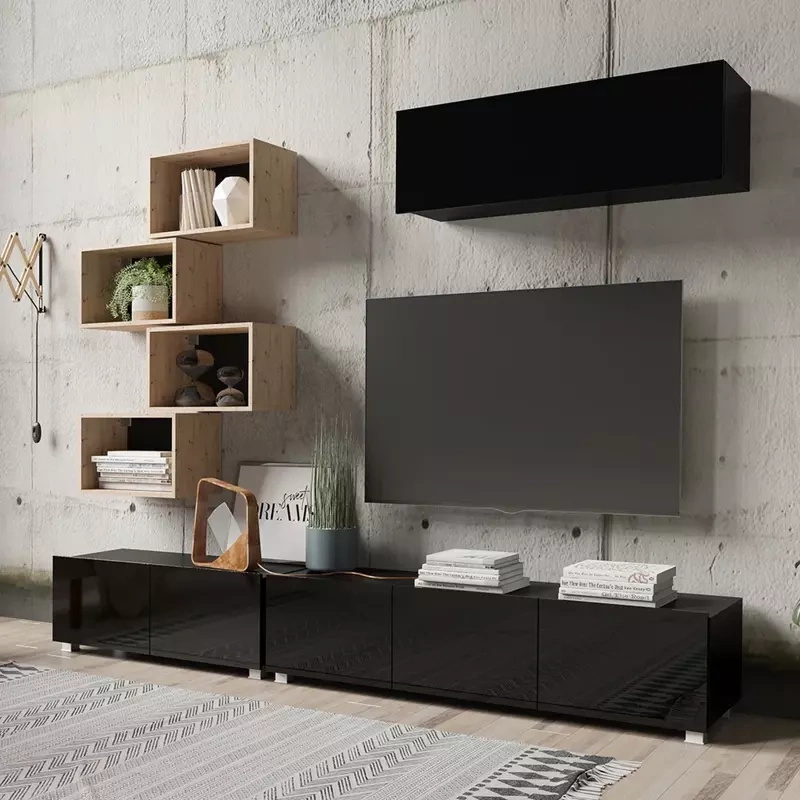 Nowoczesna meblościanka czarny połysk MODERN 29