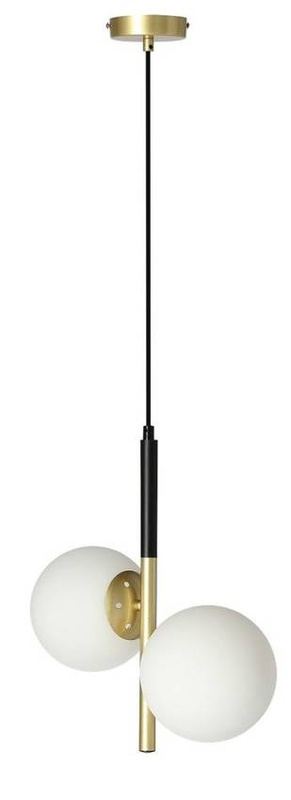Czarna lampa wisząca sufitowa nad stół Duo biało-złota 2xE14 metal-szkło