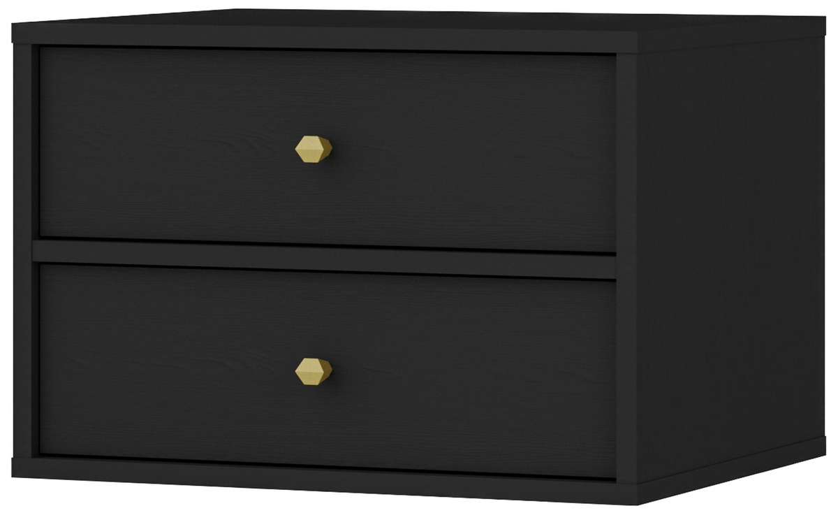 Czarna wisząca szafka nocna do sypialni z szufladami 52 cm TOKEN