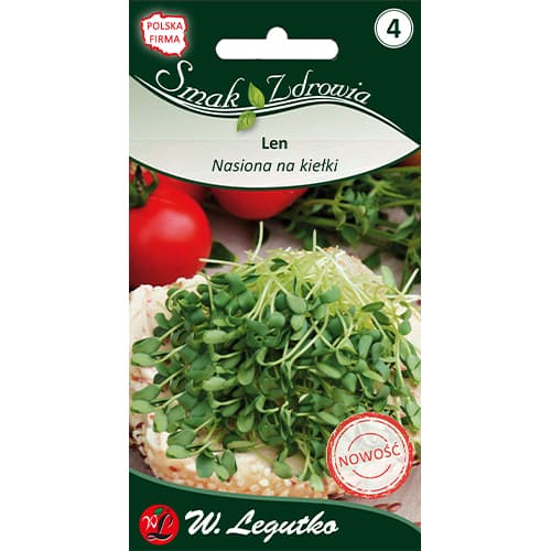 1 szt, Nasiona na kiełki - len - Nasiona: Ilość w opakowaniu: 10 g