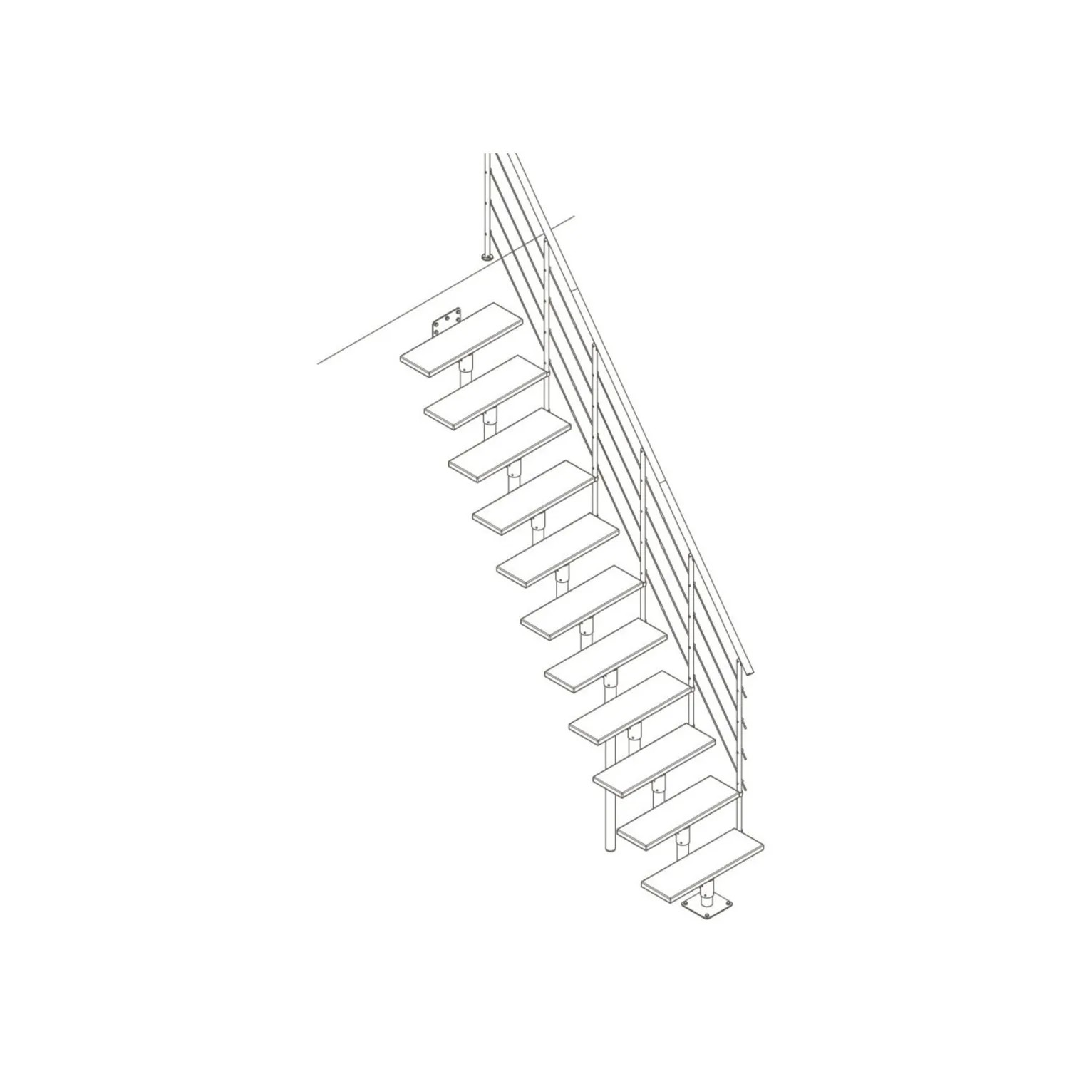 Dolle Schody modułowe Boston proste białe, 12-stopni, buk lakierowany