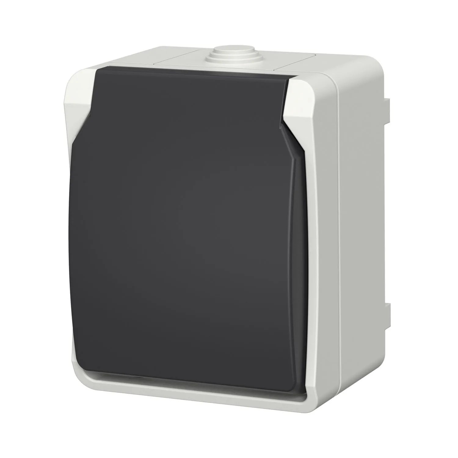 Düwi Gniazdo Aqua Plus pojedyncze z grafitową klapką 2P+Z białe IP54