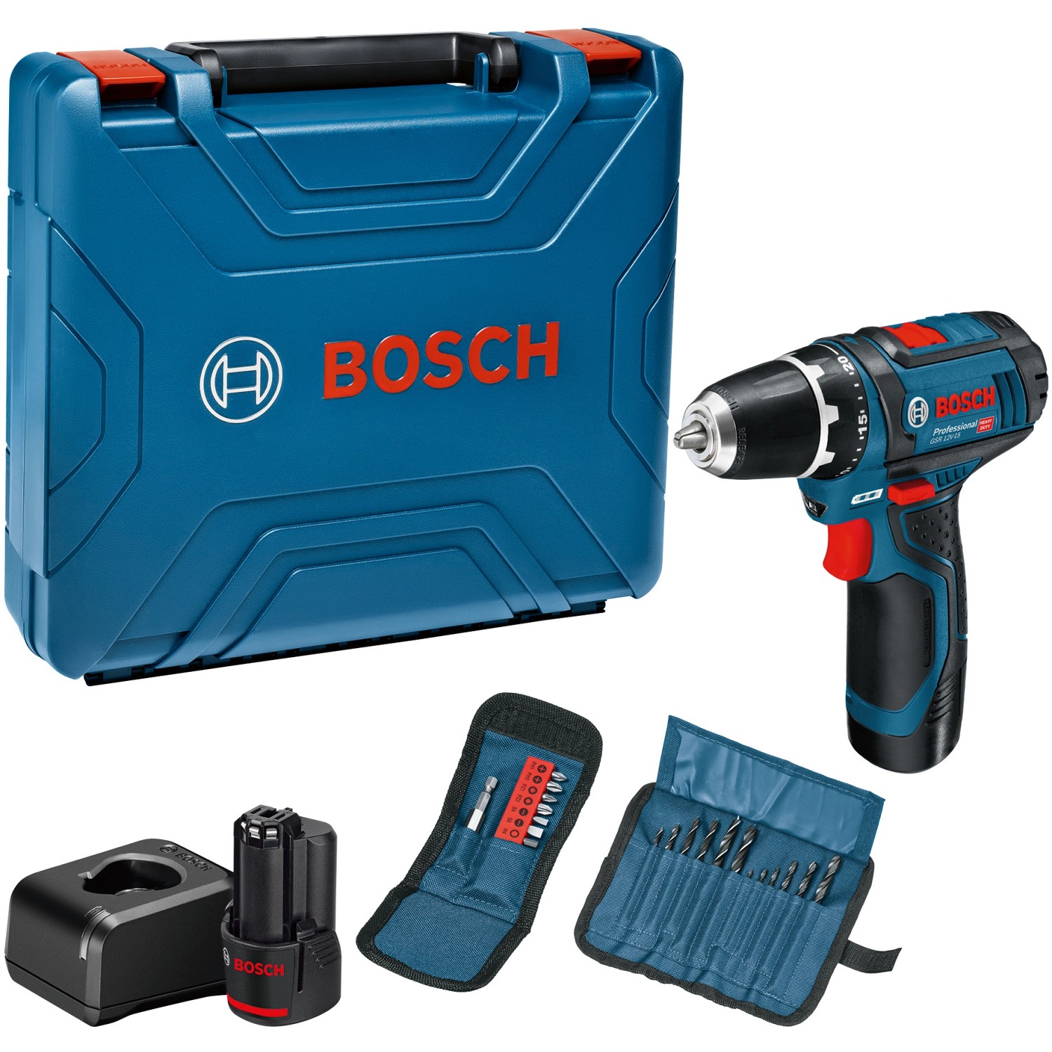 Bosch Professional Wiertarko-wkrętarka GSR 12V-15 12V 2x2,0 Ah