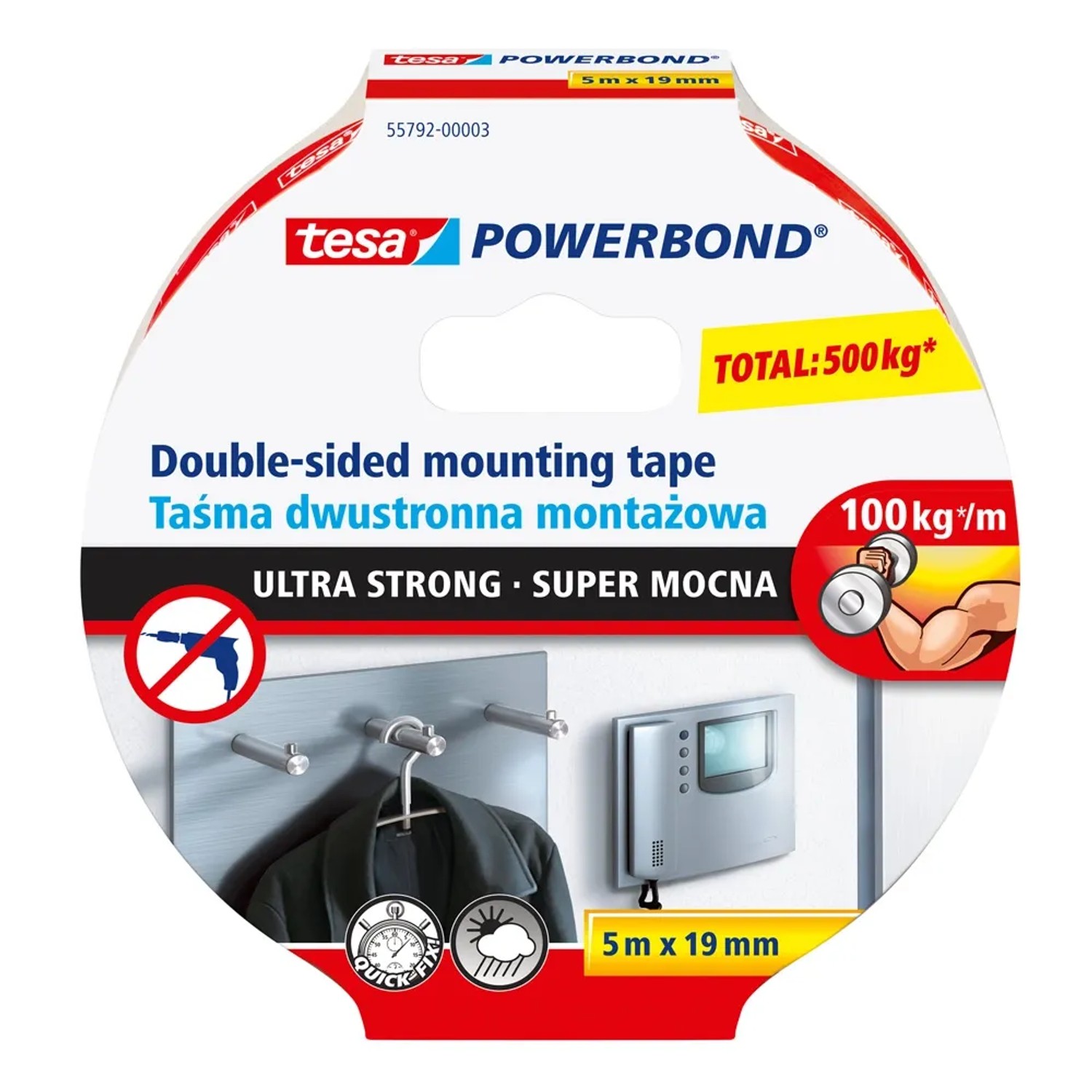 Tesa Taśma montażowa Powerbond Ultra Strong dwustronna 5 m x 19 mm