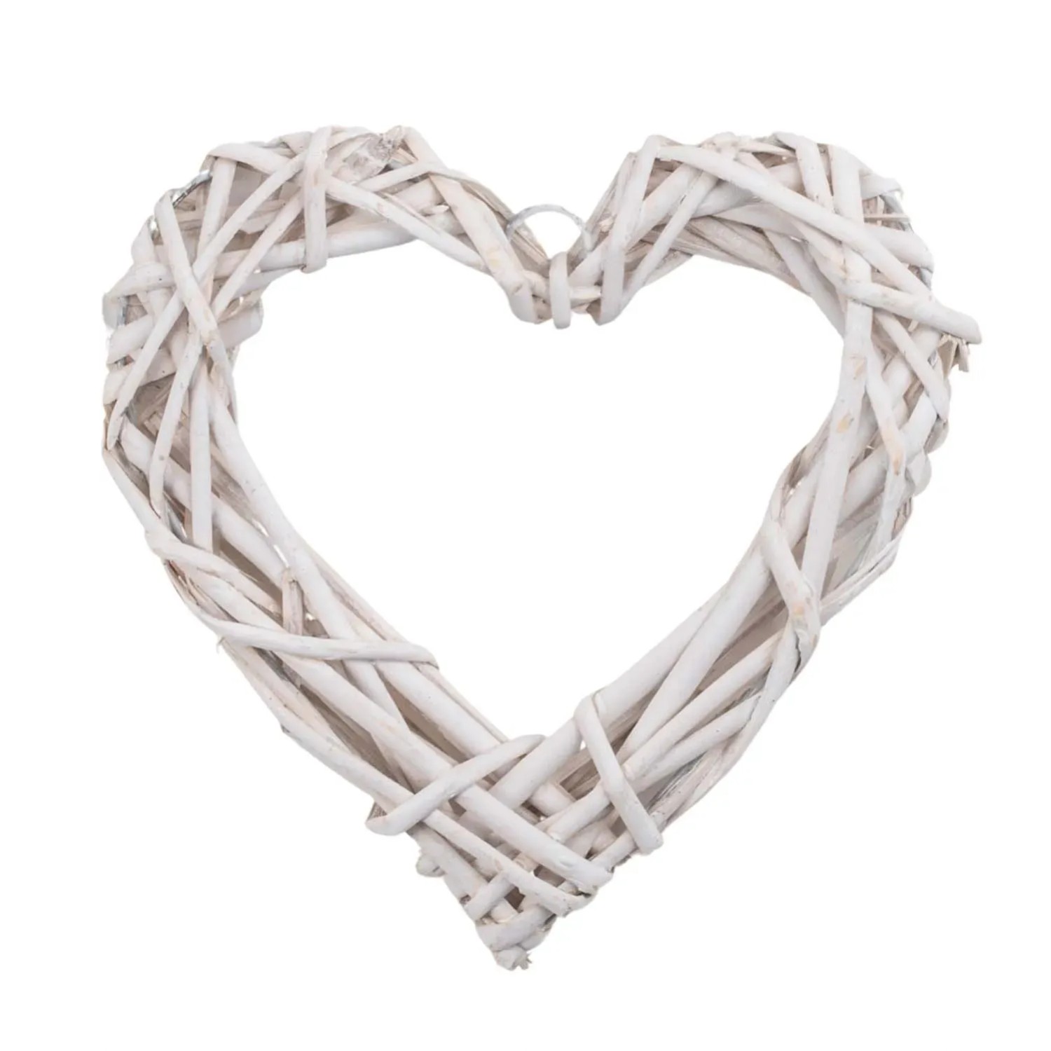 Wianek wiklinowy serce biały - 15 x 15 cm