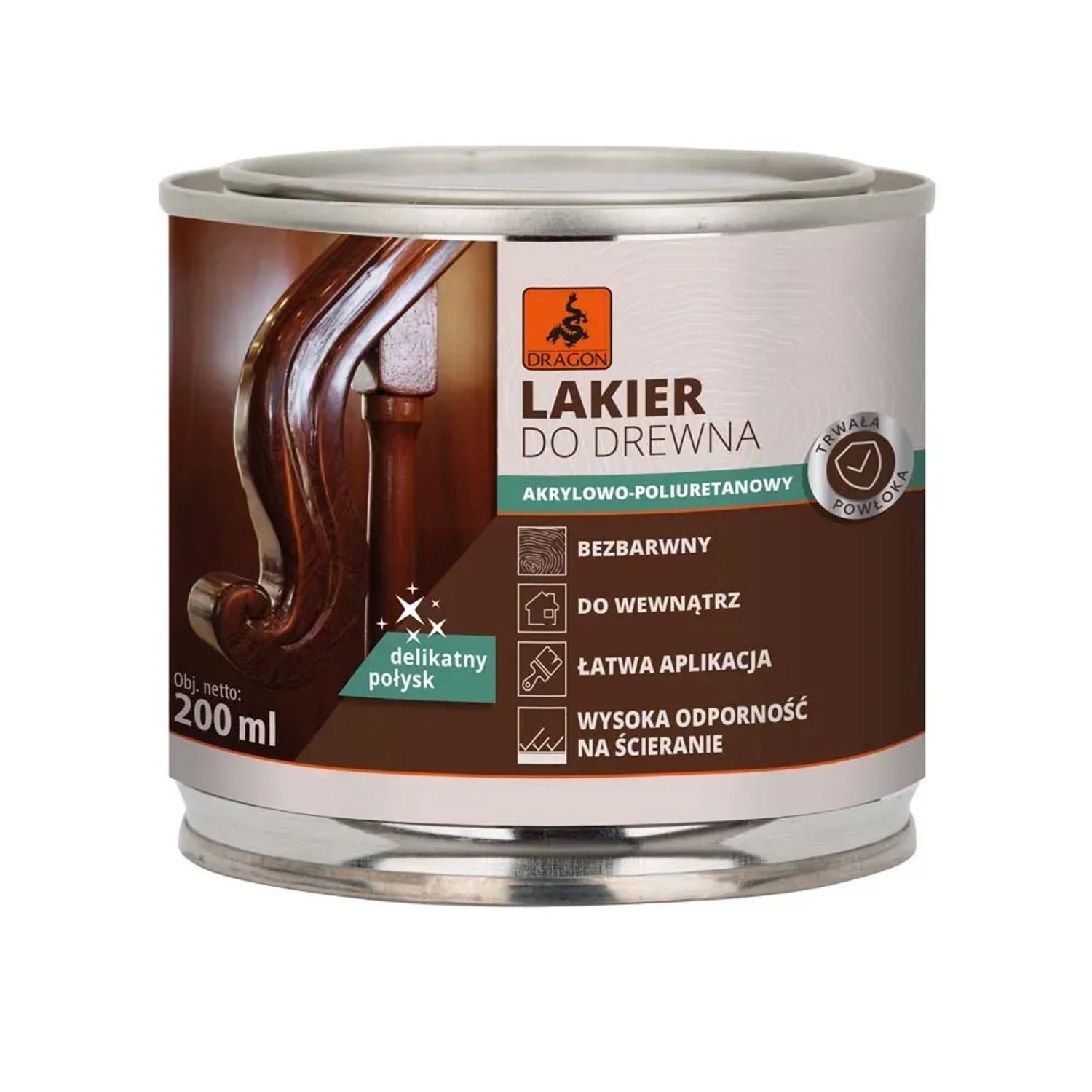 Dragon Lakier akrylowo-poliuretanowy do drewna 200 ml metal